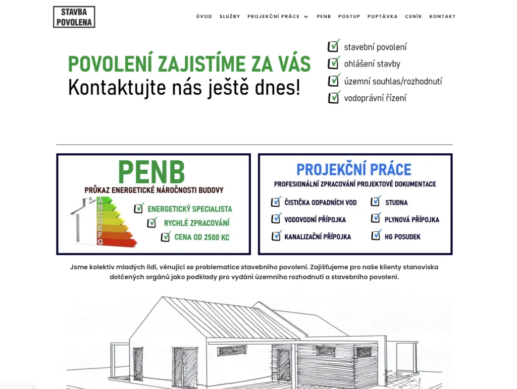 Ukázka webu ze stavebnictví